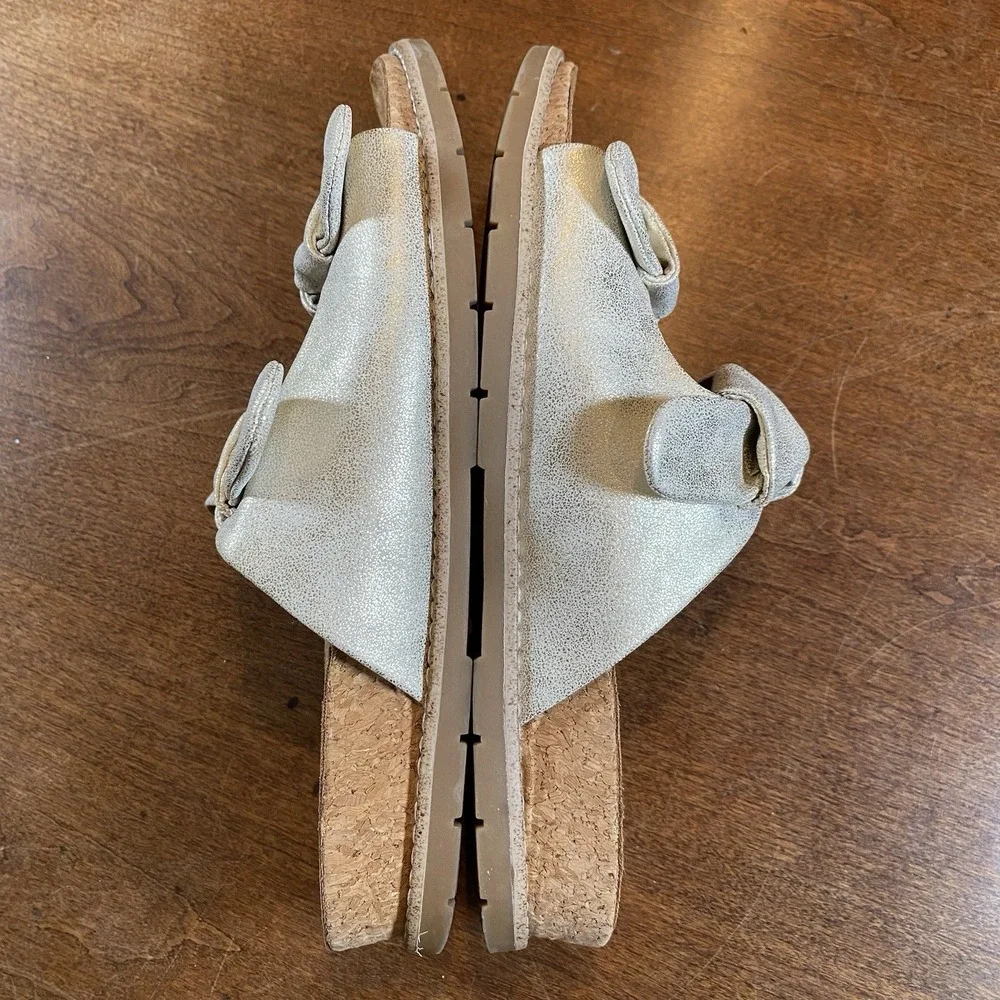 Euro Soft By Soft Golden Light‎ Gold Women's Sandals Size 9 M Cork Boho Chunky